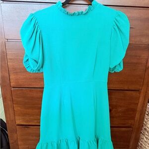 Teal Puff Sleeve Dress